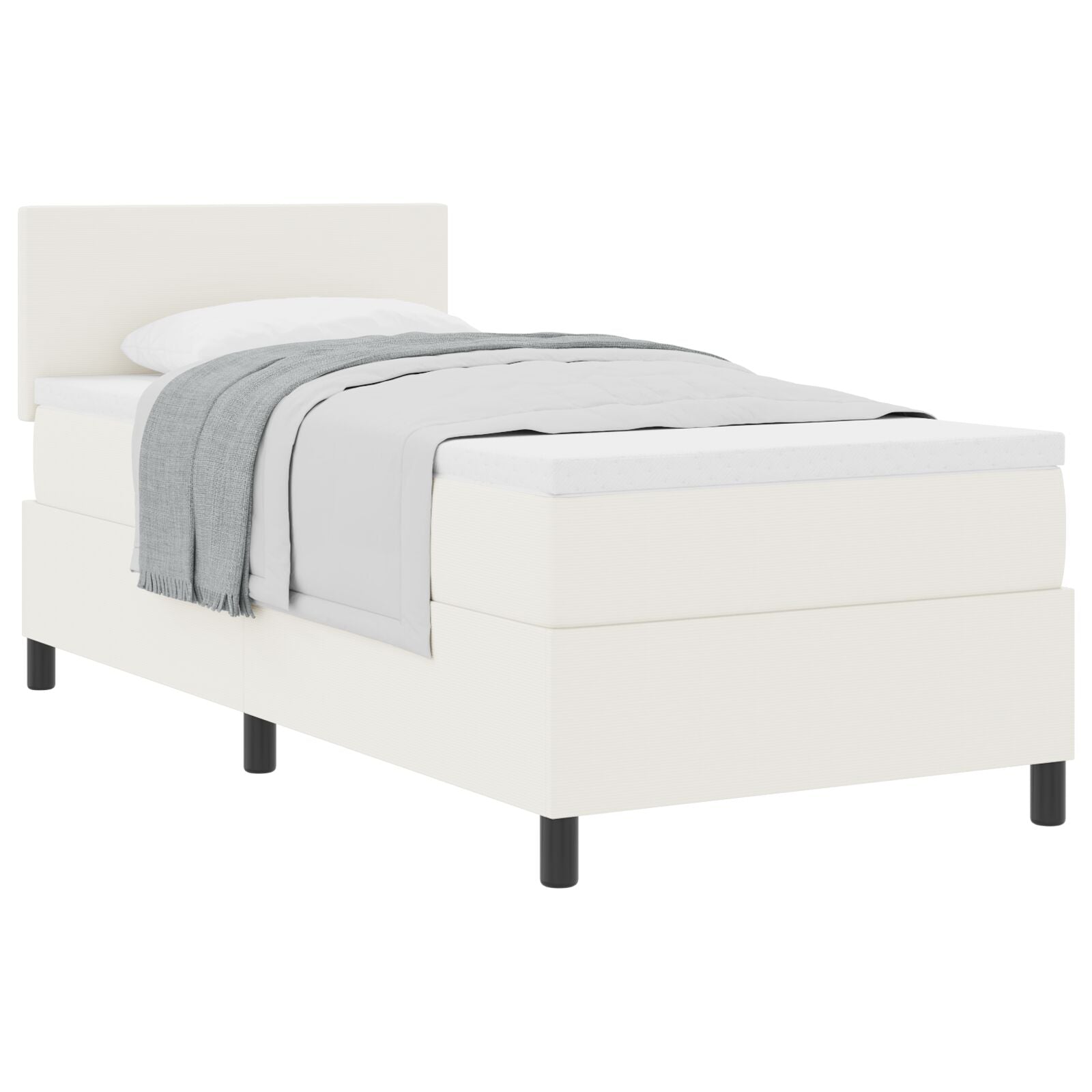 Boxspringbed Met Matras Crème 100X200 Cm Corduroy Stof