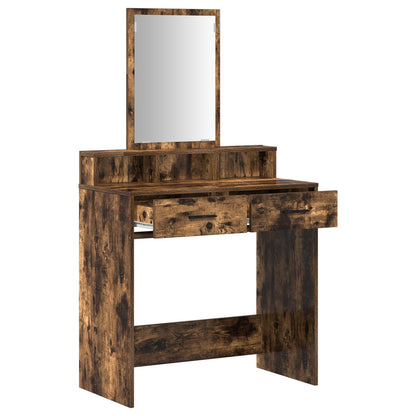 Make-Uptafel Met Lades 79 x 41 x 140 cm Gerookt eiken