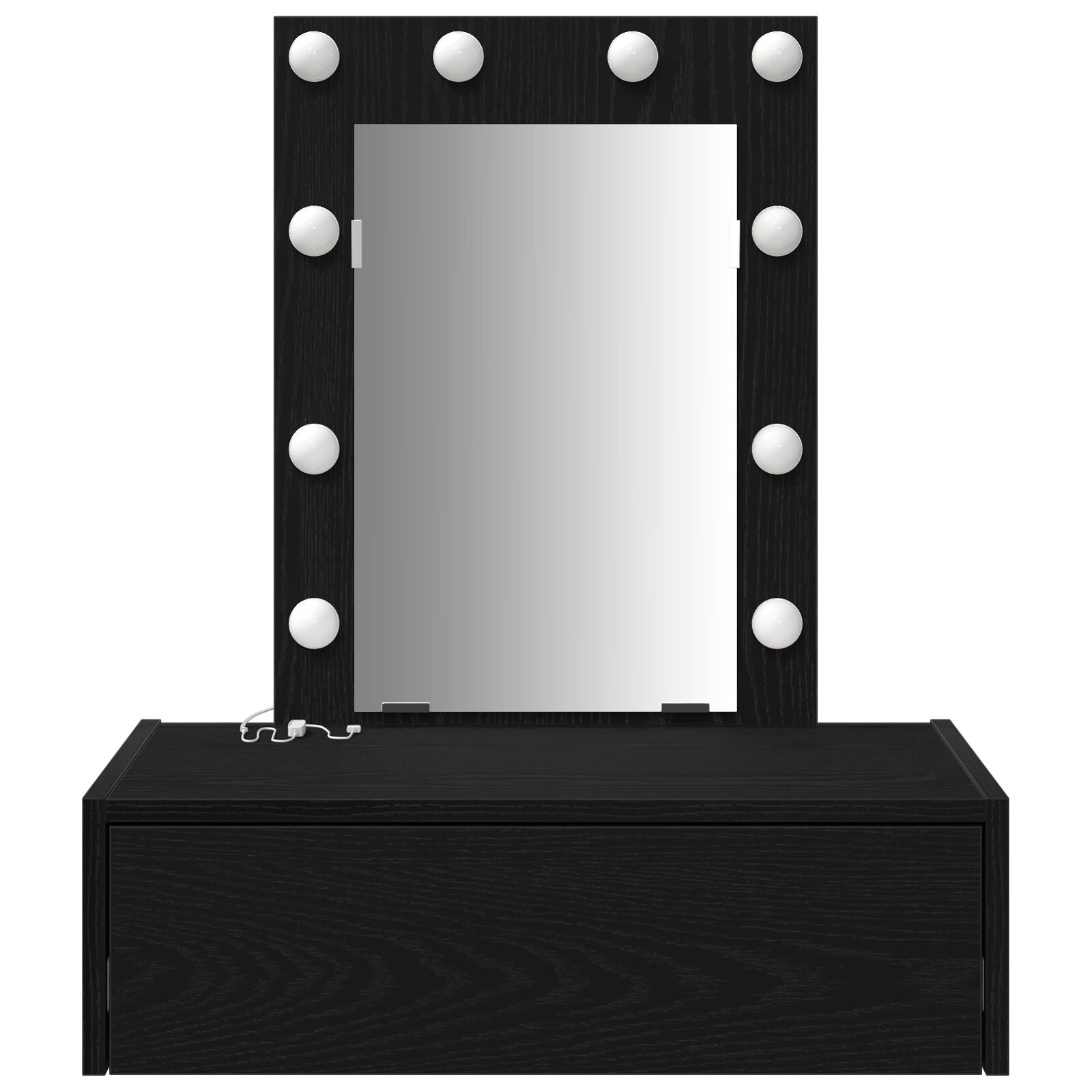 Wandkaptafel Verlichting - 60 x 40 x 70 cm Zwart eiken met LED