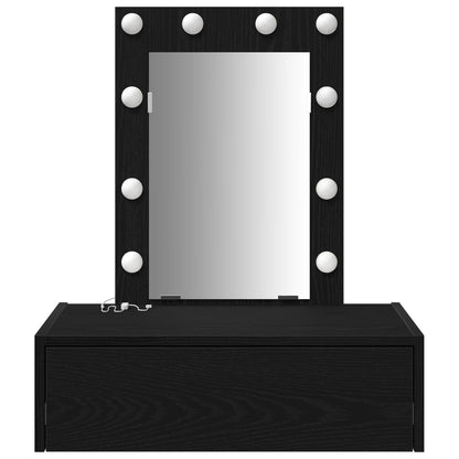 Wandkaptafel Verlichting - 60 x 40 x 70 cm Zwart eiken met LED
