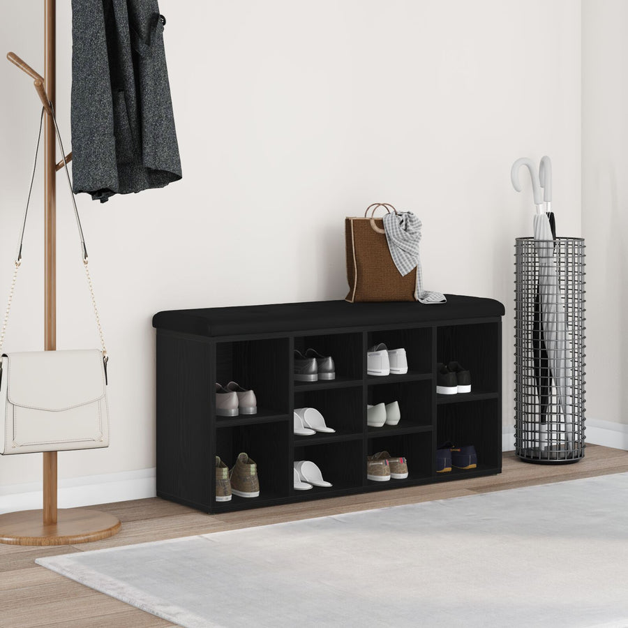 Opbergbank 100X30X48 Cm Engineered Wood 102 x 32 x 48 cm Zwart eiken