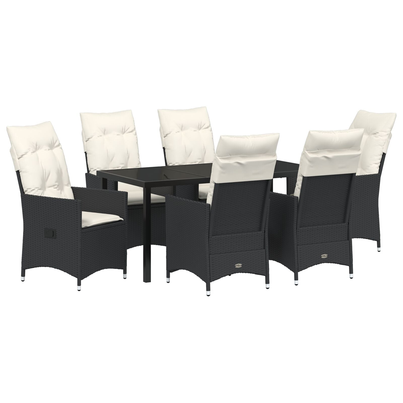 7-Delige Tuinset Met Kussens Zwart Poly Rattan