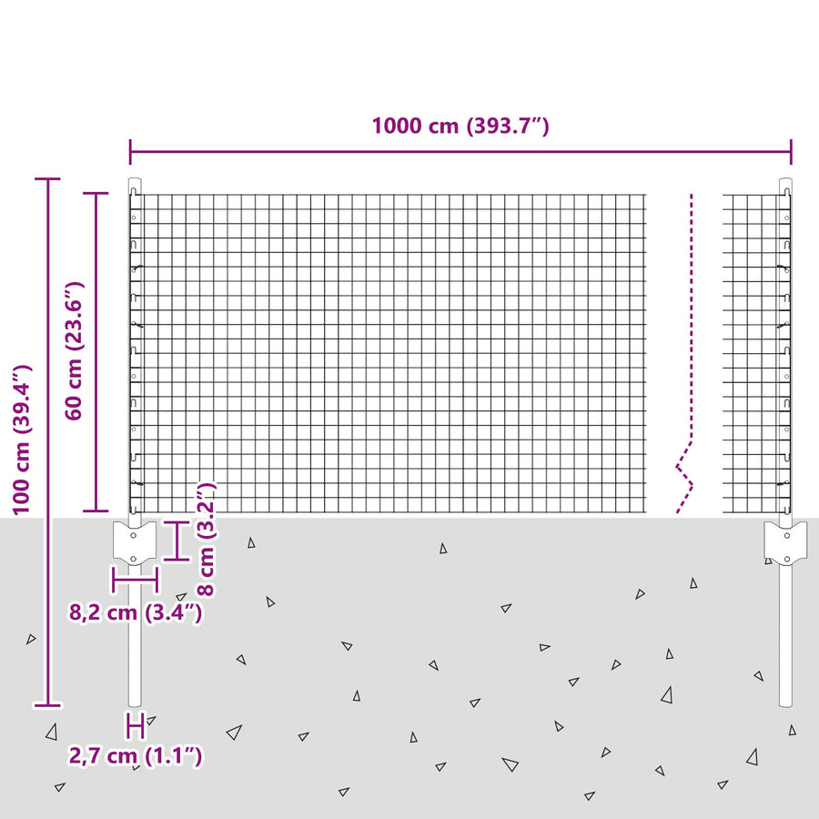 Gelast Draadhek Met 5 U-Palen Groen 0.6X10 M Staal