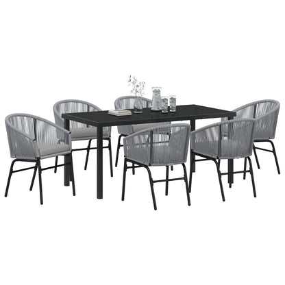 7-Delige Tuinset Grijs Poly Rattan