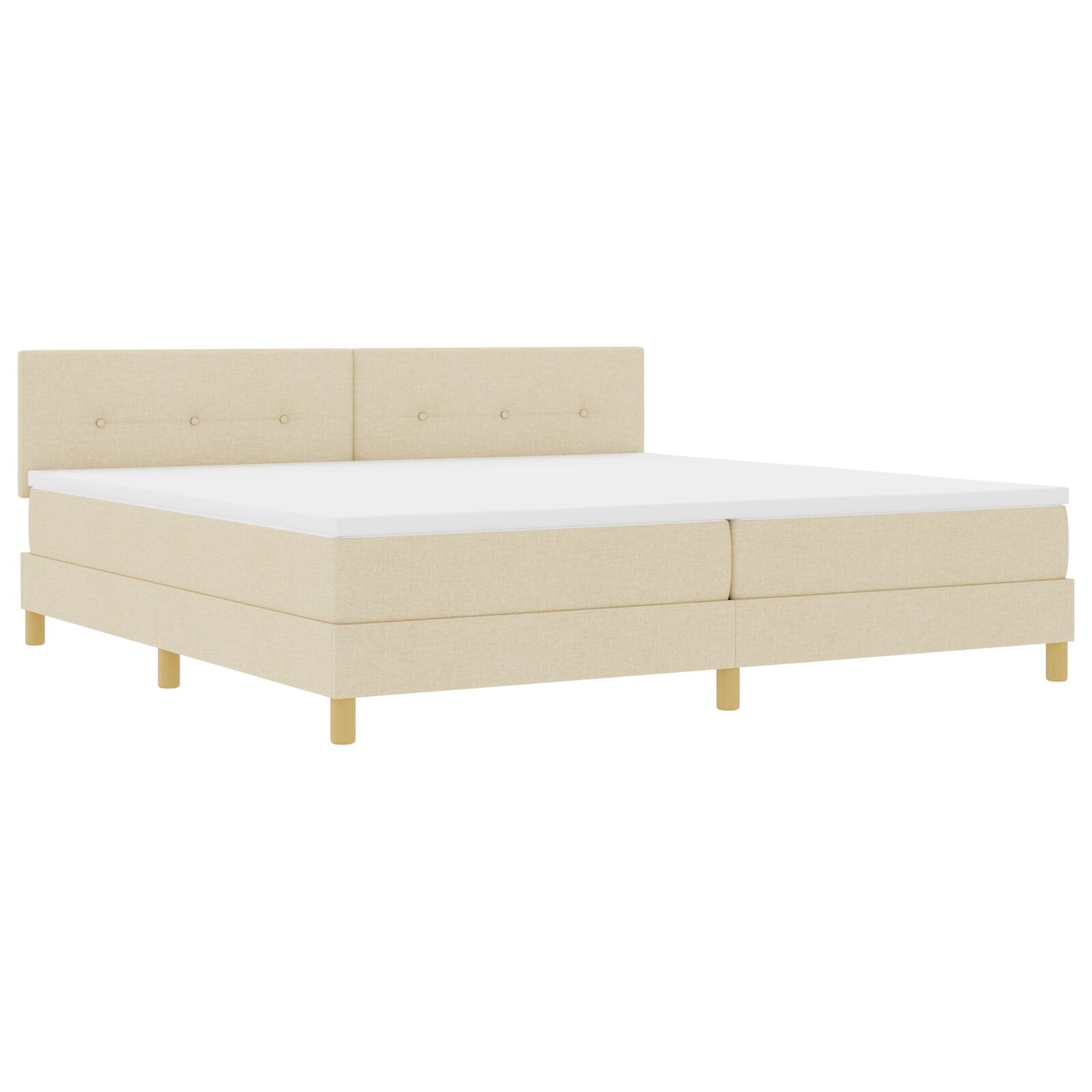 Boxspring Bed Met Matras Stof Crème 200 x 200 cm Knop gestoffeerd