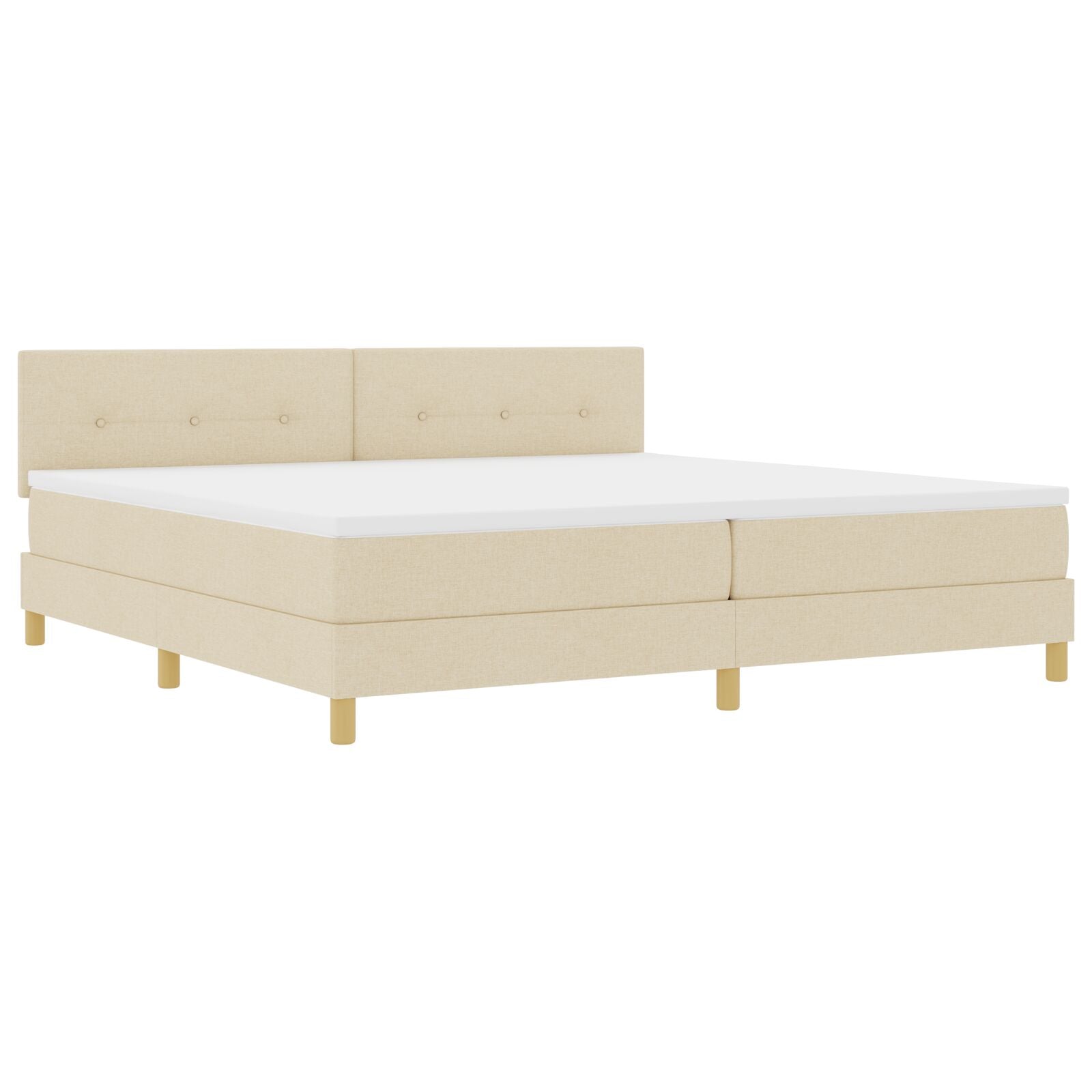 Boxspring Bed Met Matras Stof Crème 200 x 200 cm Knop gestoffeerd