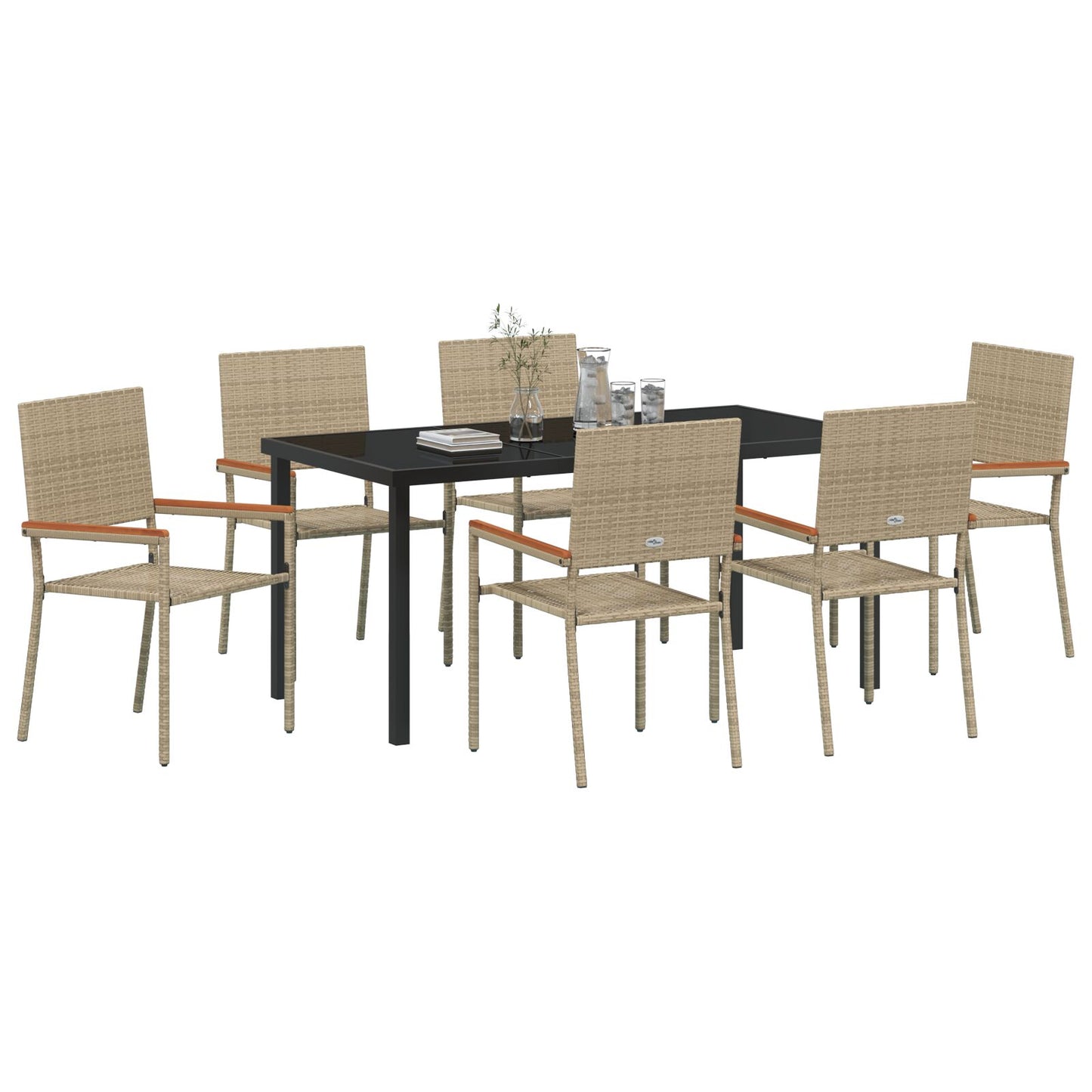 7 Delige Tuin Eetset Beige Poly Rattan