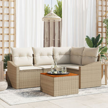 5-Delige Tuinbank Set Met Kussens Beige Poly Rattan Acacia