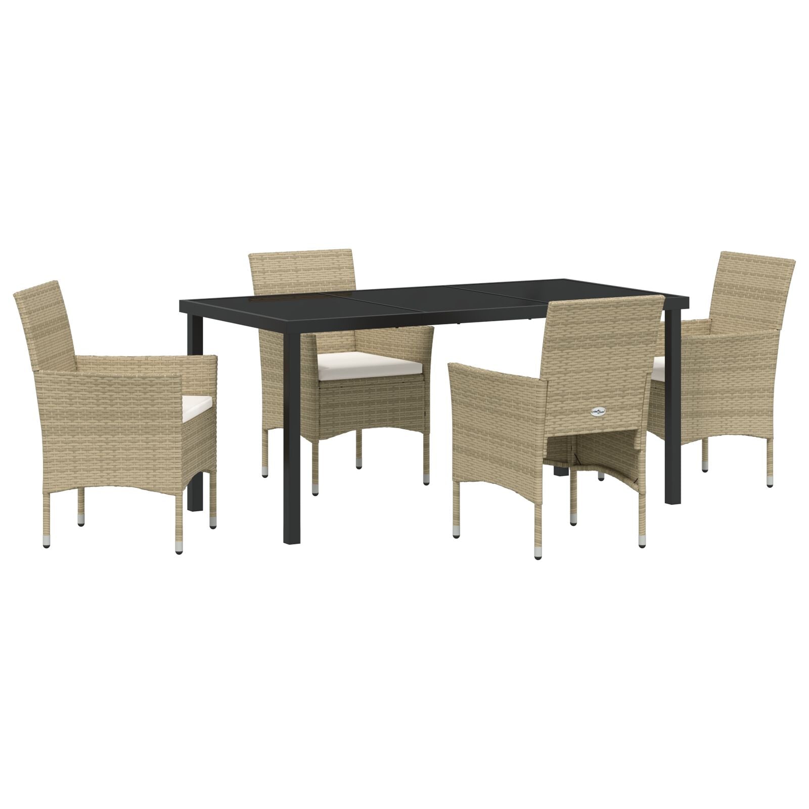5-Delige Tuin Eetset Beige Poly Rattan