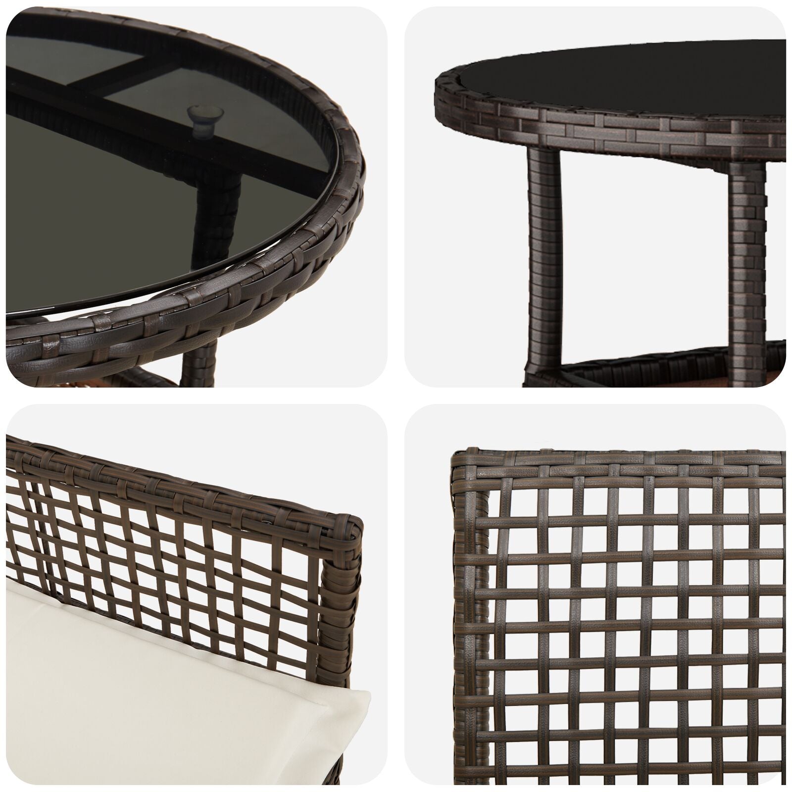 3-Delige Tuin Eettafelset Bruin Poly Rattan