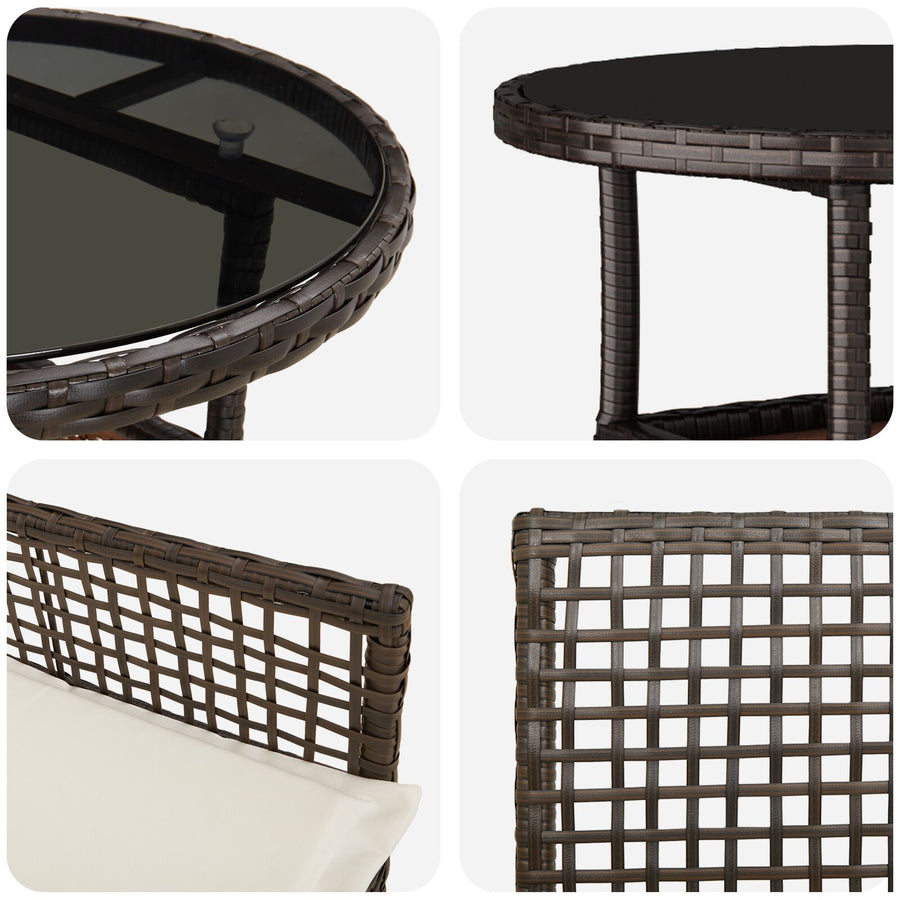 3-Delige Tuin Eettafelset Bruin Poly Rattan