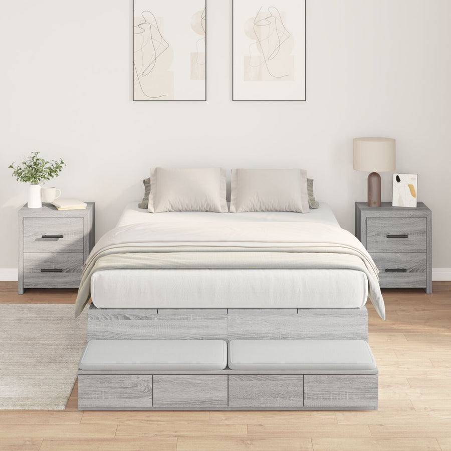 Opslag Bedframe Grijs Sonoma Gefabriceerd Hout 120 X 190 Cm Artisanaal Eiken