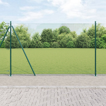 Gelaste Draad Schutting Met 13 Flens Palen Groen 1.5X25 M Staal Gegalvaniseerd Staal