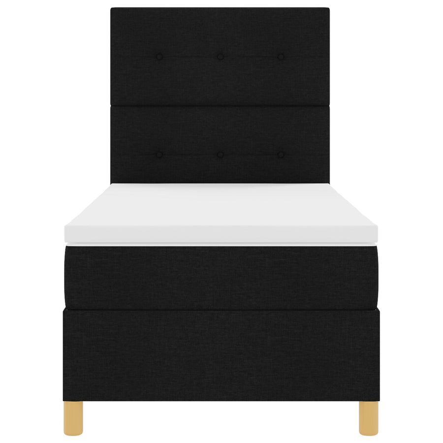 Boxspring Bed Met Matras Zwart 90X200 Cm Stof Blauw