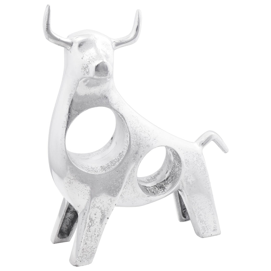 Stier Sculptuur Zilver 22X9,5X34 Cm Aluminium 34 x 28 x 10 cm