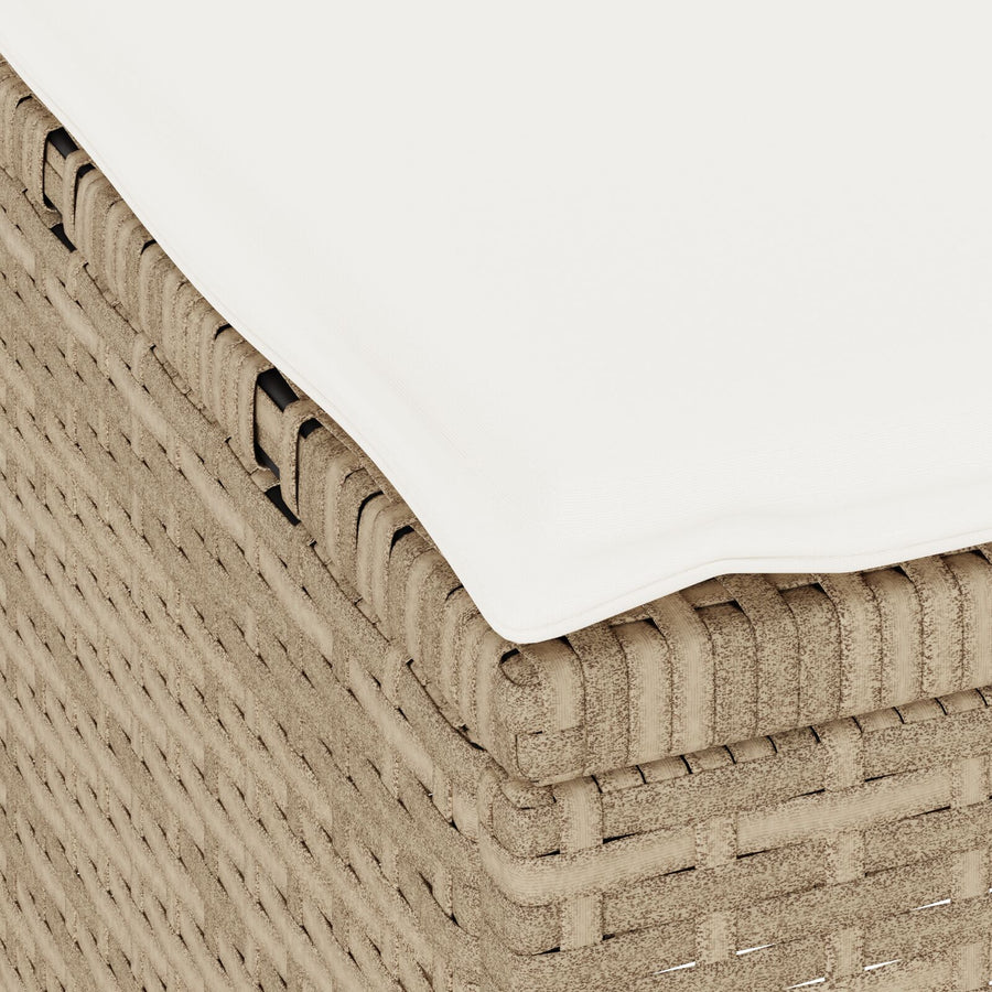 3-Delige Tuin Eetset Met Kussens Poly Rattan Acacia 80 cm Beige en crème 2 krukken
