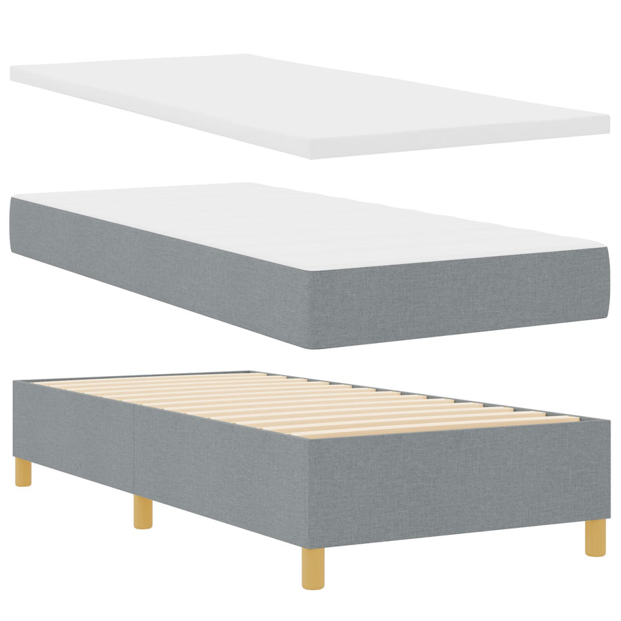 Boxspring Bed Met Matras Lichtgrijs 90X200 Cm Stof Blauw
