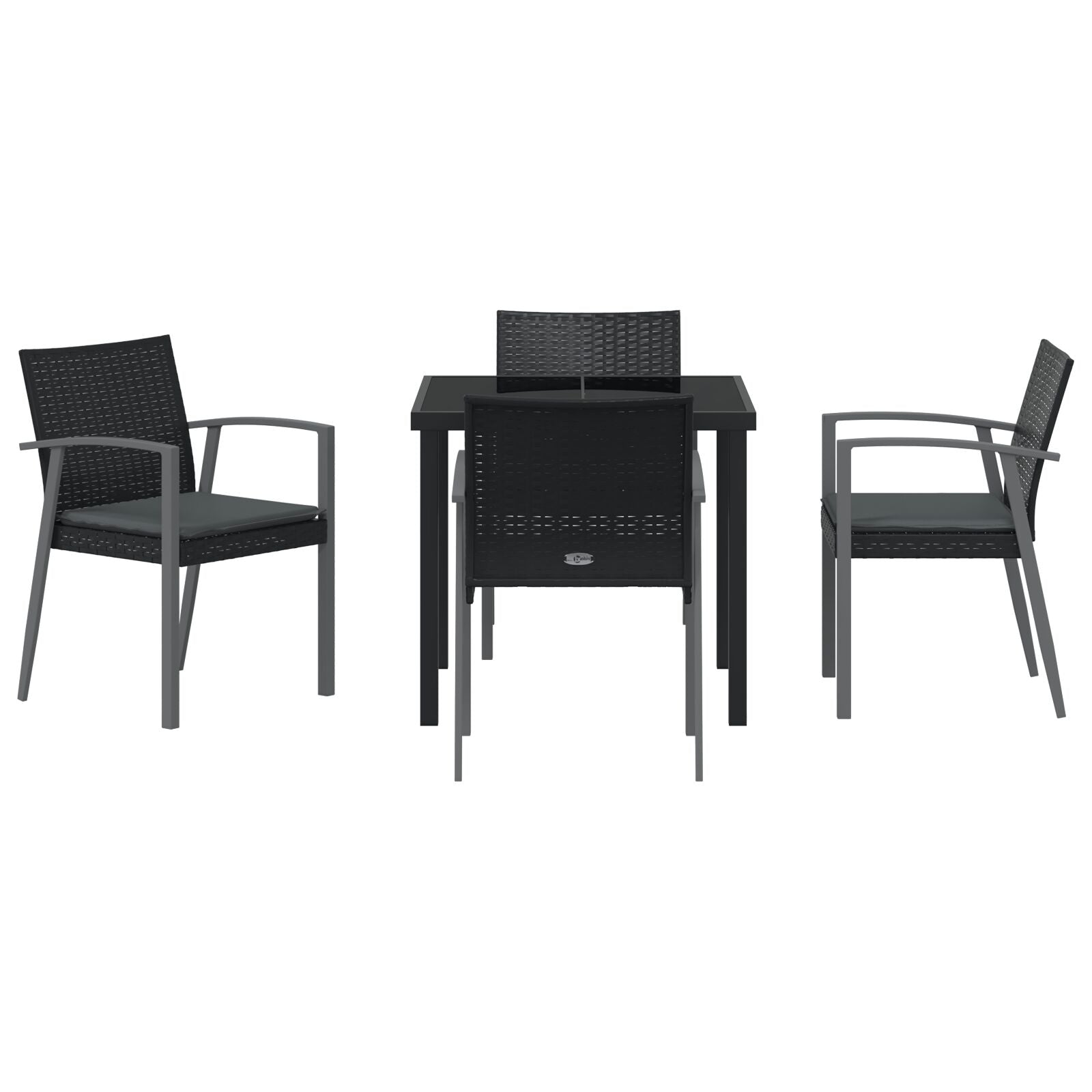 Set Van 3 Zwart Poly Rattan, Staal Standaardmaat Ergonomisch