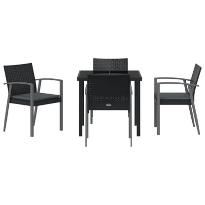 Set Van 3 Zwart Poly Rattan, Staal Standaardmaat Ergonomisch