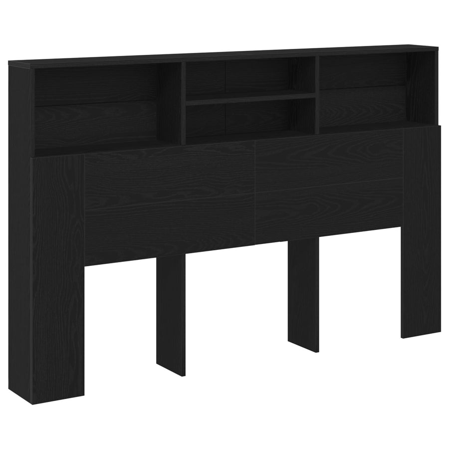 Hoofdbord Kast In Zwart Eiken - 160X19X103,5 Cm Gemaakt Van Gerecycled Hout