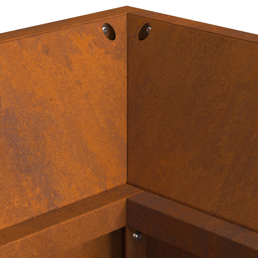 Vuurkorf Met Houtopslag 160X45X35 Cm Verweerd Staal Verweerd Staal/Bruin