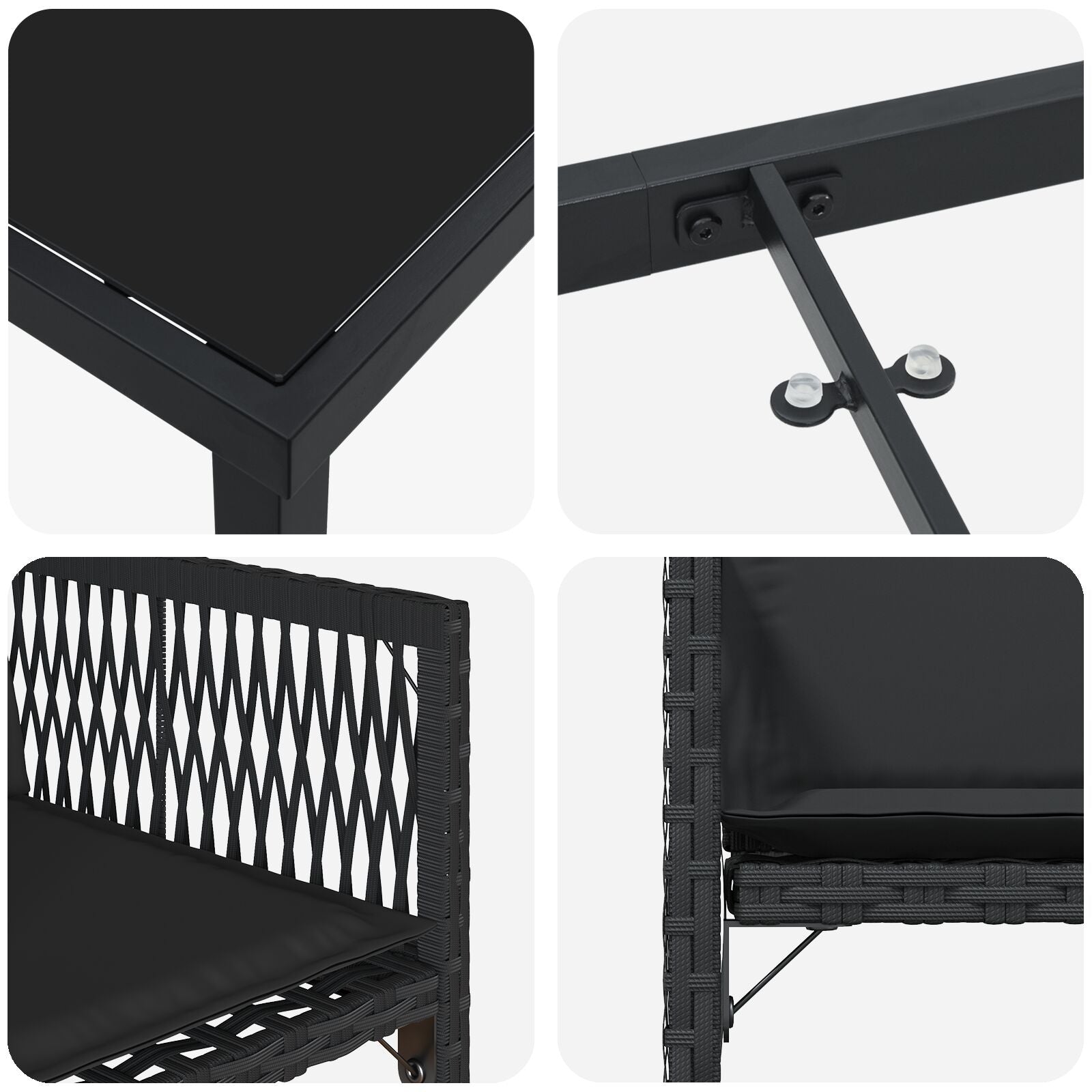 5-Delige Tuinset Met Kussens Zwart Poly Rattan