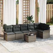 Tuinset polyrattan 7-delig grijs