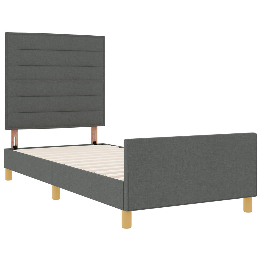 Bedframe Donkergrijs 100X200 Cm Stof Crème