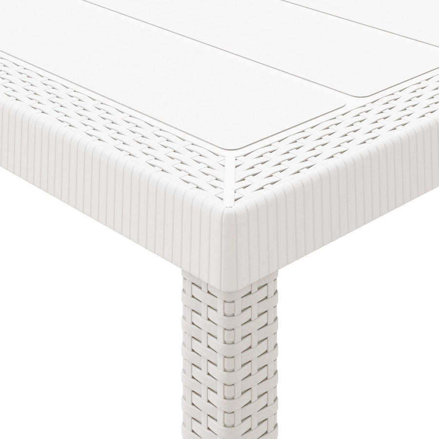 9-Delige Tuin Eetset Met Kussens Wit Poly Rattan