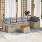 Tuinset polyrattan 7 personen beige met opbergruimte