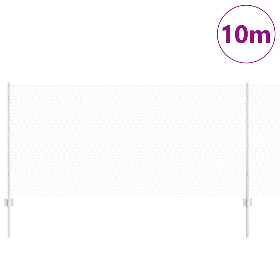 Fence Posts 10 Stuks U-Channel 100 Cm Gegalvaniseerd Staal,  Hexagon Fence 1X10 M Gegalvaniseerd Staal