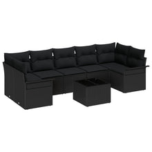 8-Delige Tuin Sofa Set Met Kussens Zwart Poly Riet