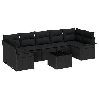 8-Delige Tuin Sofa Set Met Kussens Zwart Poly Riet