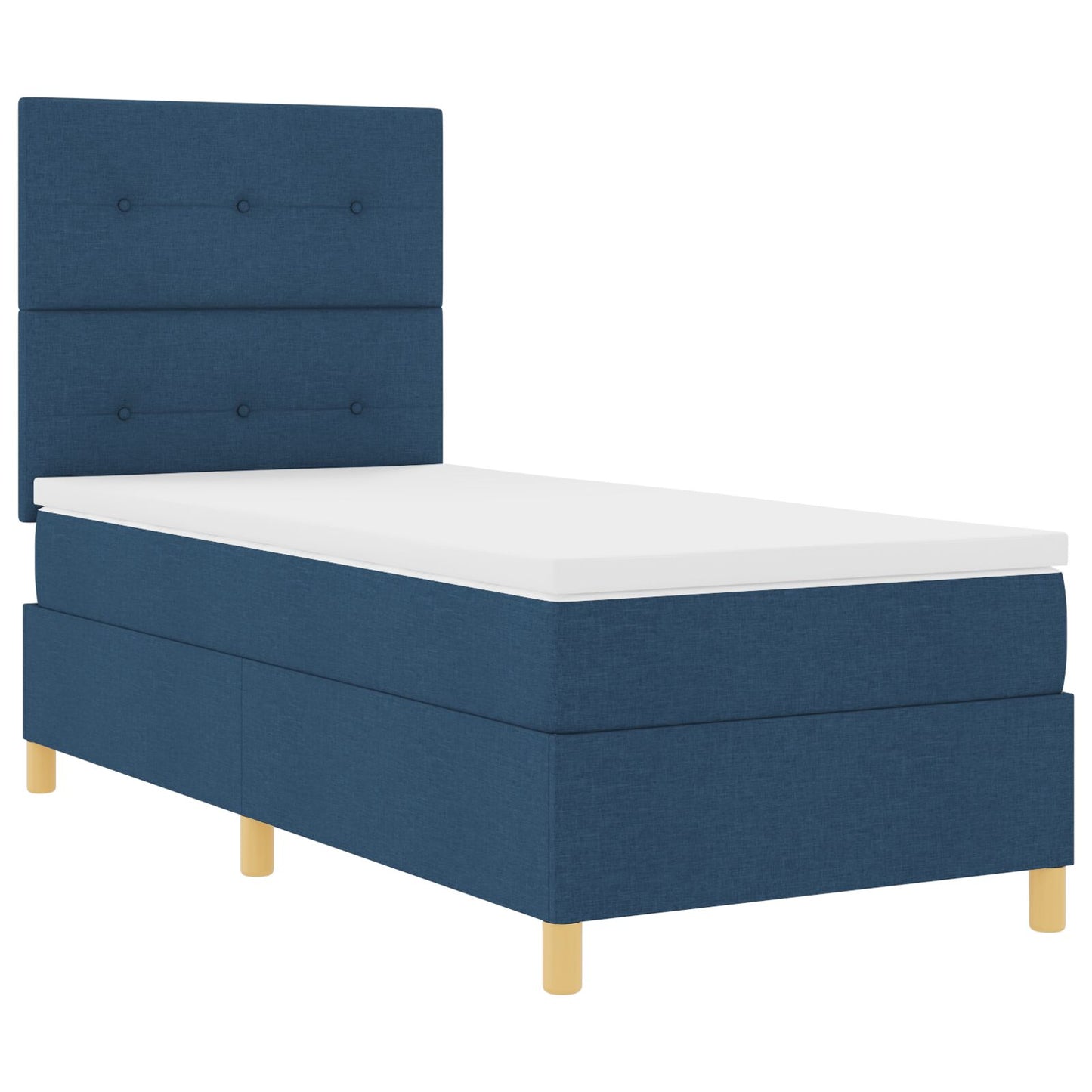 Boxspringbed Met Matras Blauw Eenpersoons Stof Blauw