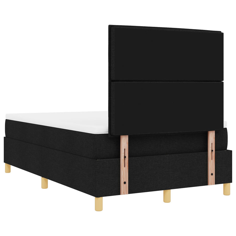 Boxspring Bed Met Matras Zwart 120X200 Cm Stof Blauw