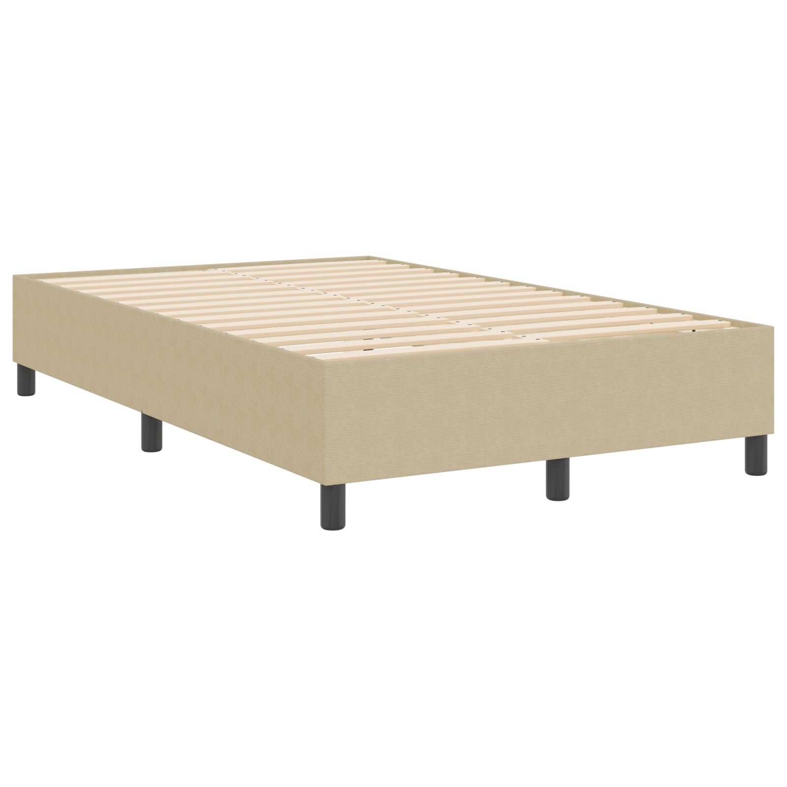 Boxspring Bed Klein Tweepersoons Corduroy Stof Lichtgroen Grijs 120 x 190 cm