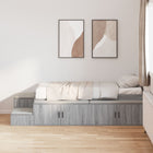 Opbergbedframe 75 cm grijs bewerkt hout