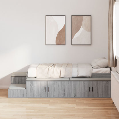 Opslagbed Grijs Sonoma Bewerkt Hout 75 X 190 Cm Opslagbed Frame Artisanaal Eiken