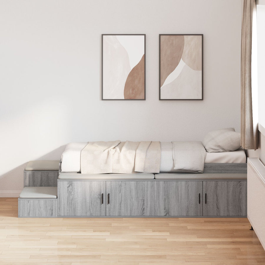 Opslagbed Grijs Sonoma Bewerkt Hout 75 X 190 Cm Opslagbed Frame Artisanaal Eiken
