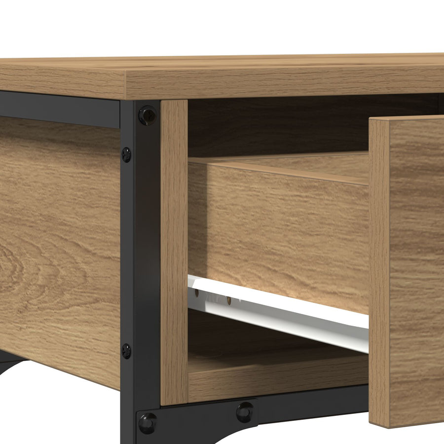 Console Tafel Ambachtelijk Eiken 100X25X75 Cm Bewerkt Hout & Staal