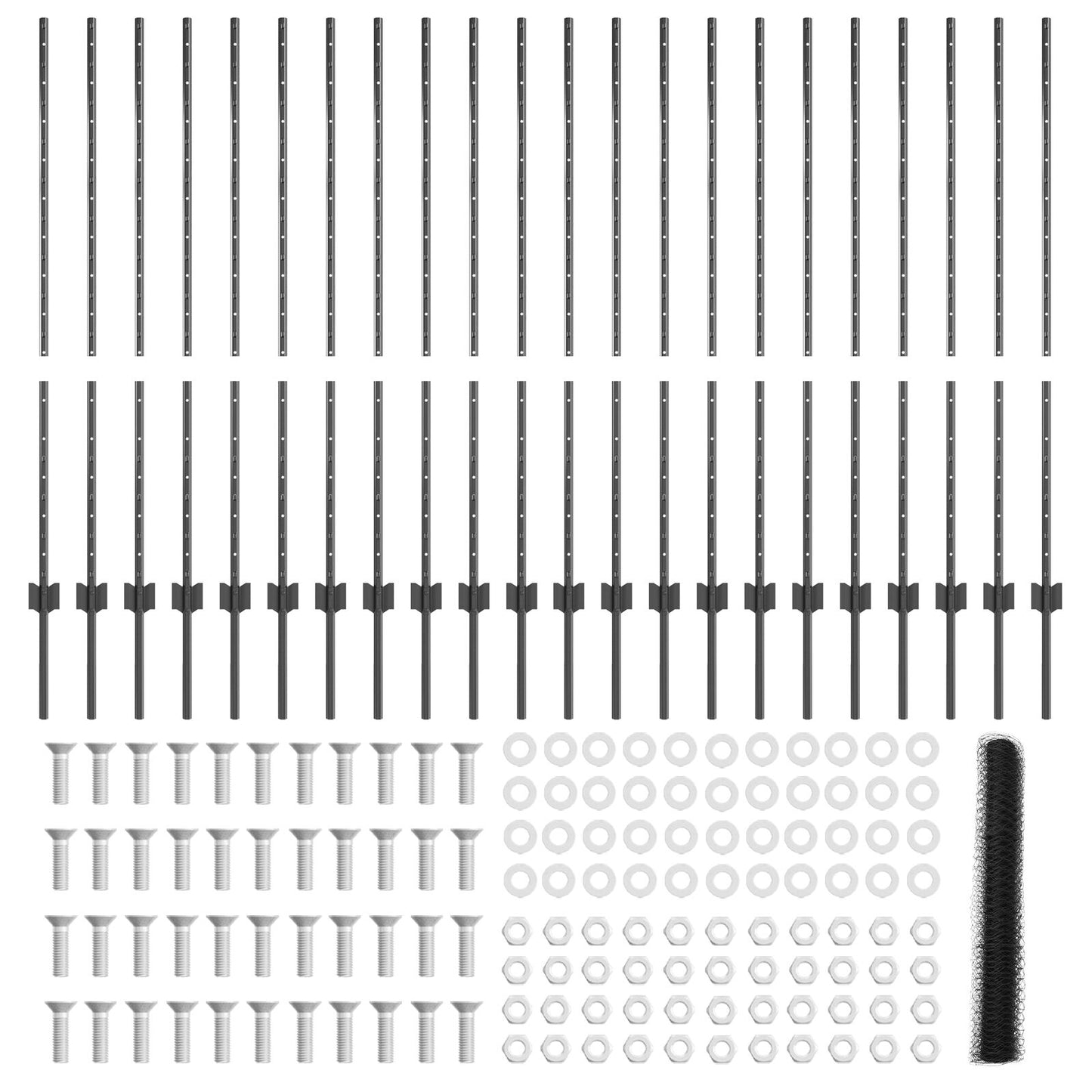 Fence Palen 22 St U-Channel Grijs 120 Cm Staal,  Zeshoekige Fence Grijs 1.2 X 50 M Staal