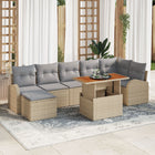 Tuinset 8-delig rotan beige lichtgrijs 7 personen