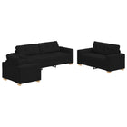 Sofa 3 pcs Black 221 x 80 x 80 cm Linen-blend fabric