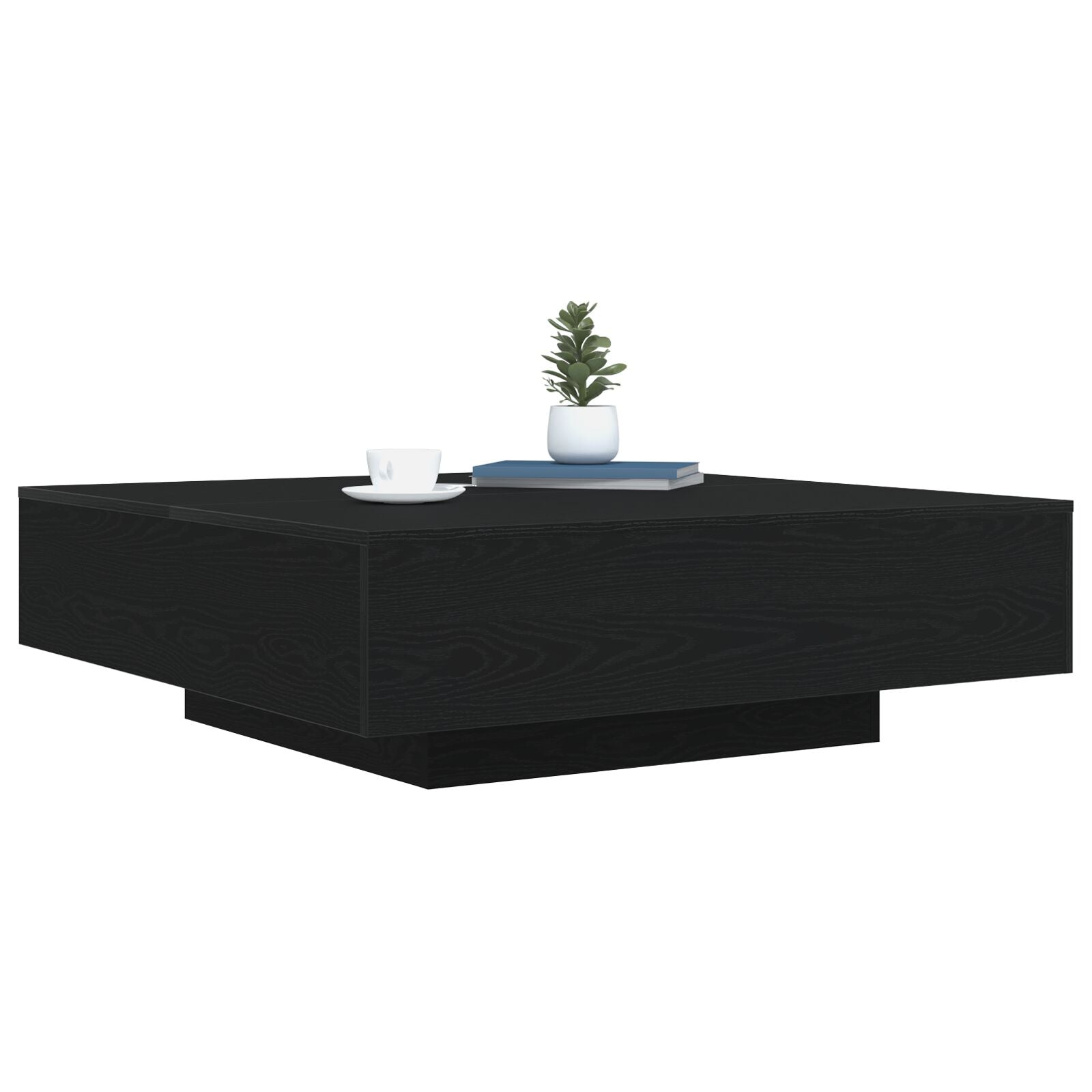 Salontafel Met Led-Verlichting Zwart Eiken 100X100X31 Cm