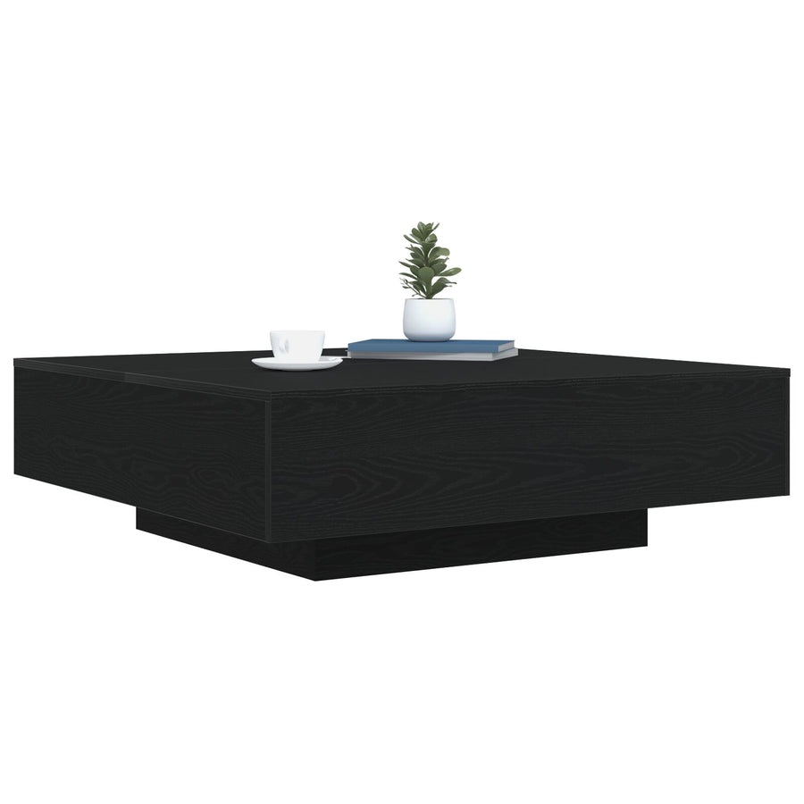 Salontafel Met Led-Verlichting Zwart Eiken 100X100X31 Cm