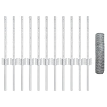 Hekpalen 11 stuks U-Channel 40 cm Gegalvaniseerd Staal, vidaXL Hexagon Hek 0,4x25 m Gegalvaniseerd Staal