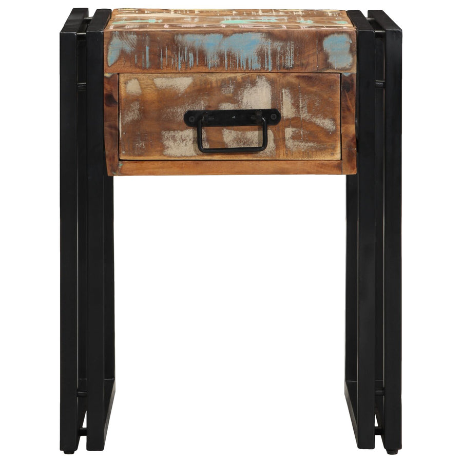 Bijzettafel Met Lade Zwart 40 x 40 x 50 cm Massief gerecycled hout