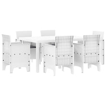 7-Delige Tuin Eetset Met Kussens Wit Poly Rattan