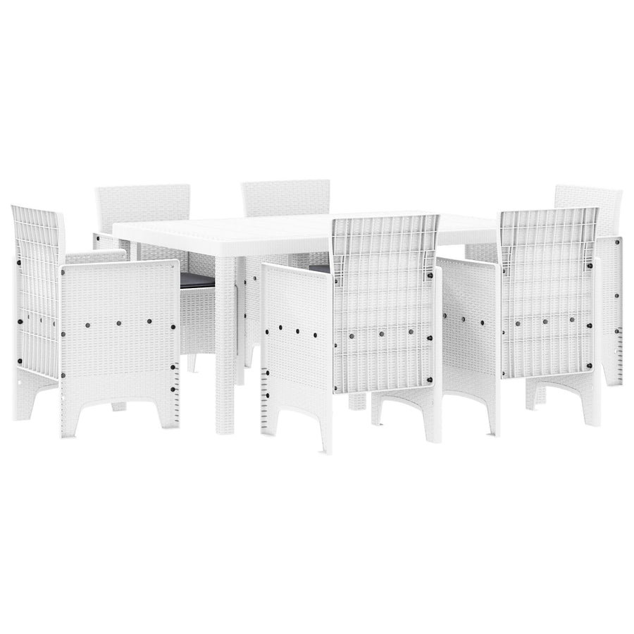 7-Delige Tuin Eetset Met Kussens Wit Poly Rattan