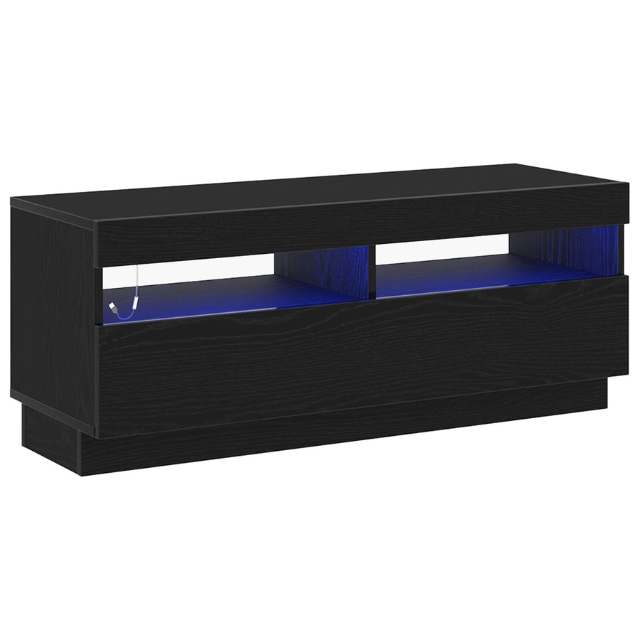 Tv-Kast Met Led-Verlichting - Zwart Eiken - 100X35X40 Cm - Bewerkt Hout